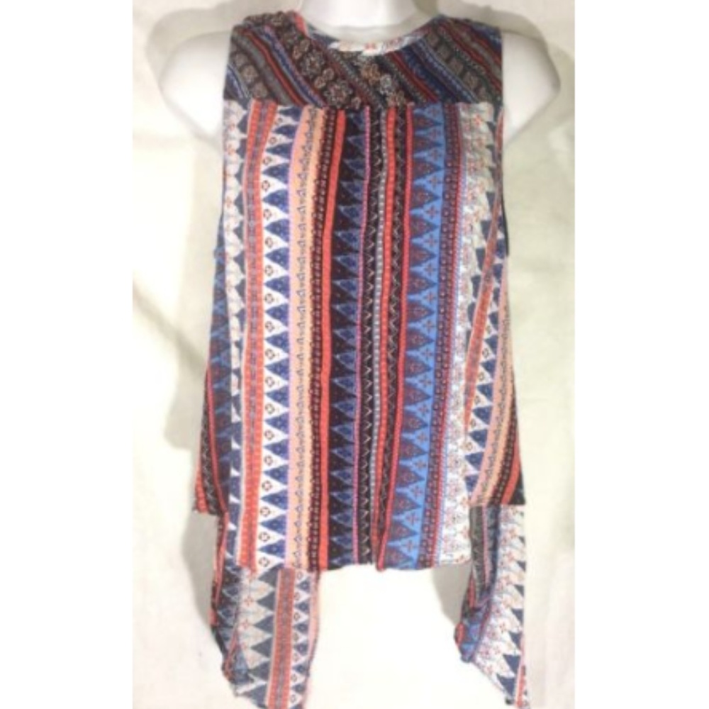 LAP Blouse Size M Open Back Sleeveless Multi-Color